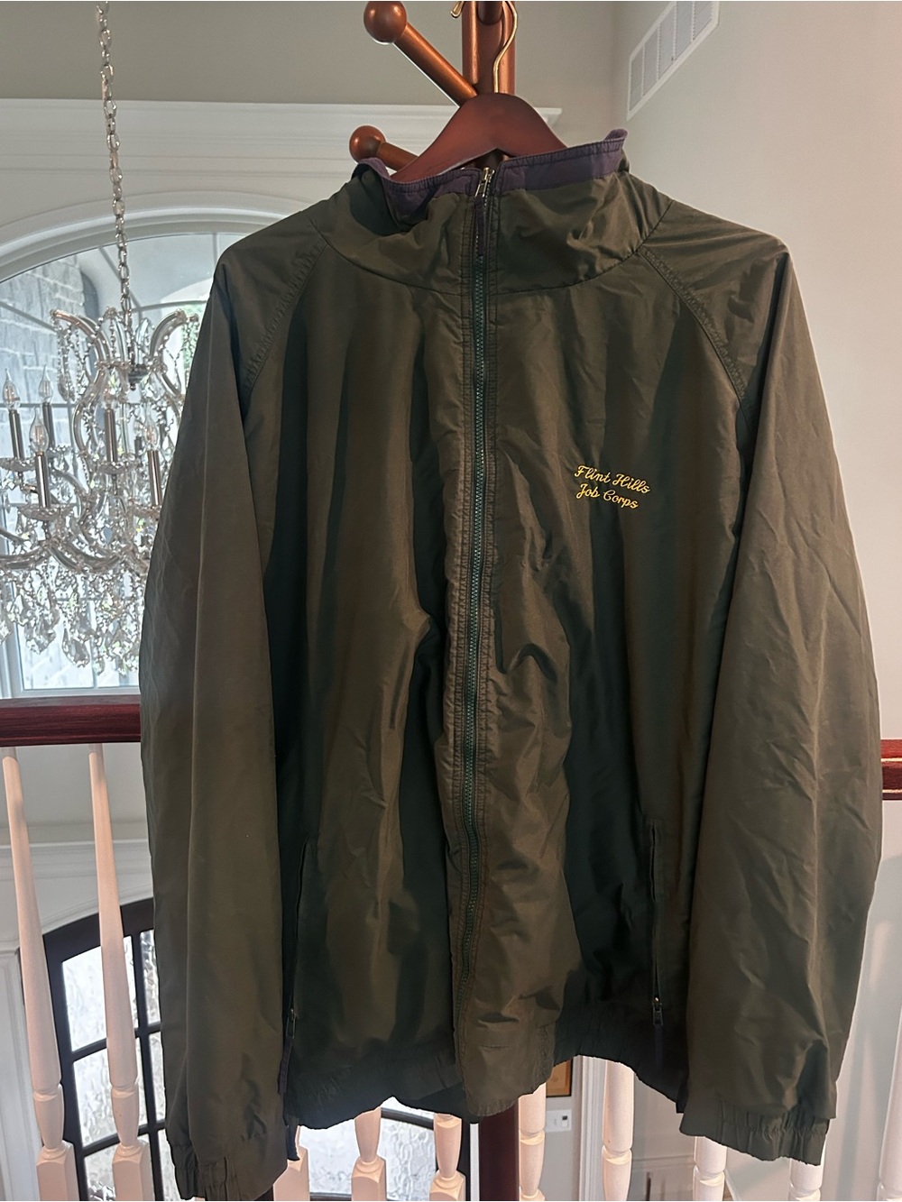 Port Authority Olive Hooded Windbreaker Jacket